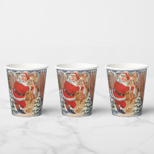 Gobelets En Papier Noël rétro Noël Père Noël reiner Holiday 