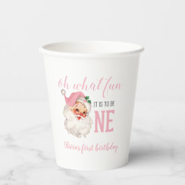 Gobelets En Papier Noël rose Père Noël premier anniversaire