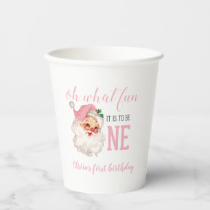 Gobelets En Papier Noël rose Père Noël premier anniversaire