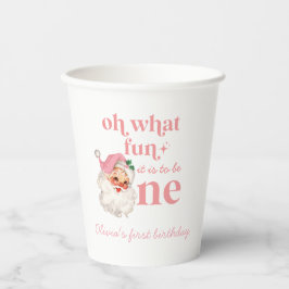 Gobelets En Papier Noël rose Père Noël premier anniversaire