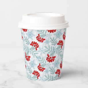 Gobelets En Papier Noël, Rowan, rouge, blanc, flocons de neige