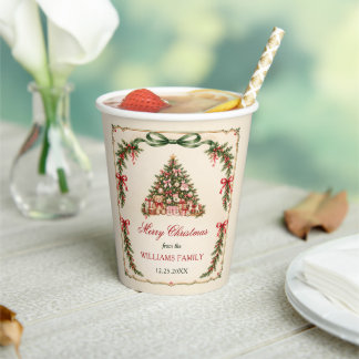 Gobelets En Papier Noël ruban rouge Casse-Noisette Soirée