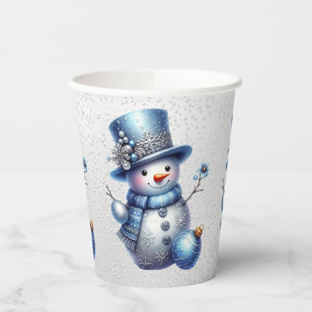 Gobelets En Papier Noël Snowman Élégant Vacances d'hiver (Gauche)