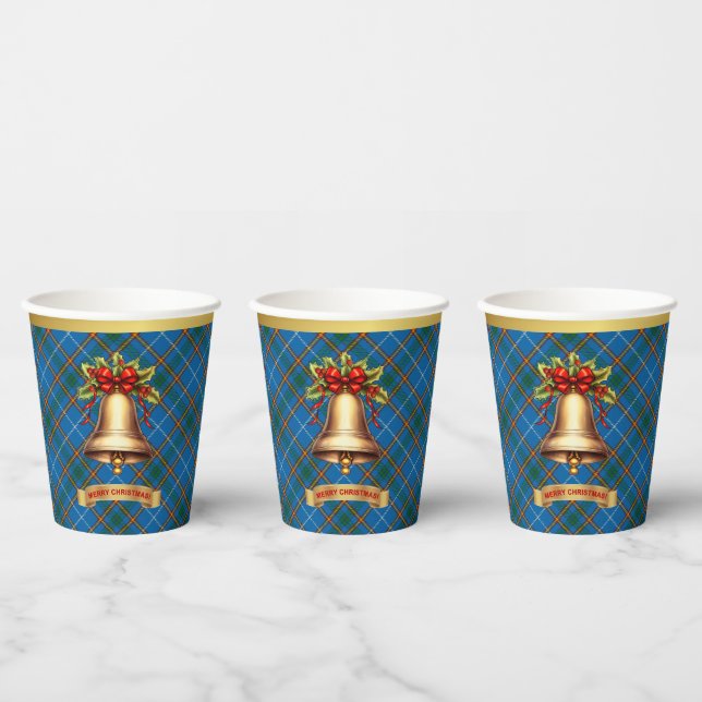 Gobelets En Papier Noël Tartan personnalisé Bain (Multi)