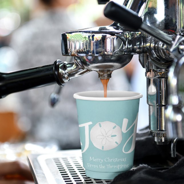 Gobelets En Papier Noël Vacances Elégante Plage Turquoise Côte (Christmas Holiday Sand Dollar paper cup)