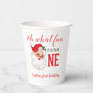 Gobelets En Papier Noël Vintage Père Noël premier anniversaire