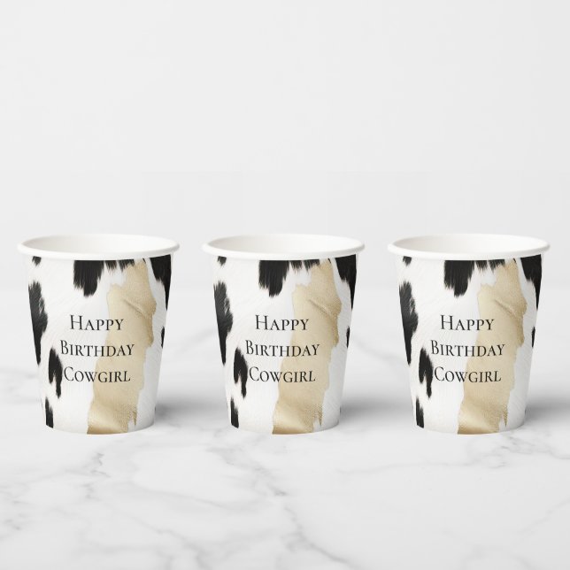 Gobelets En Papier Noir Blanc Glam Cowhal Sud-Ouest Anniversaire (Multi)