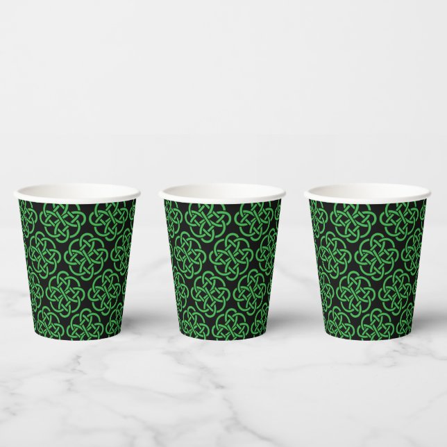 Gobelets En Papier Noir et vert du bouclier celtique (Multi)