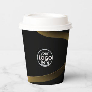 Gobelets En Papier Noir & Or   Coupe Papier - Luxe   Logo personnalis
