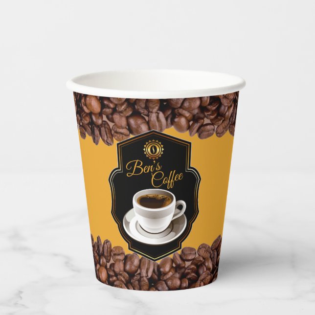 Gobelets En Papier Nom commercial personnalisable Café Shops Paper Cu (Recto)