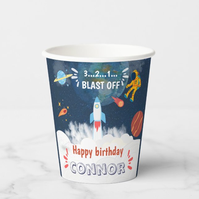 Gobelets En Papier Nom de l'espace extra-atmosphérique astronaute (Recto)