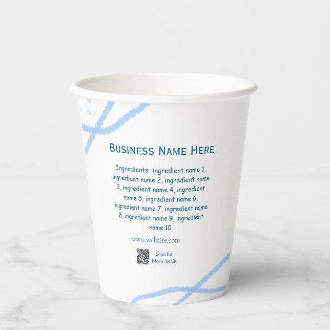 Gobelets En Papier Nom d'ingrédient ajouter nom d'entreprise site Web (Recto)