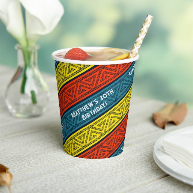 Gobelets En Papier Nom et âge Anniversaire Fête Celtique Bleu Rouge (Insitu)