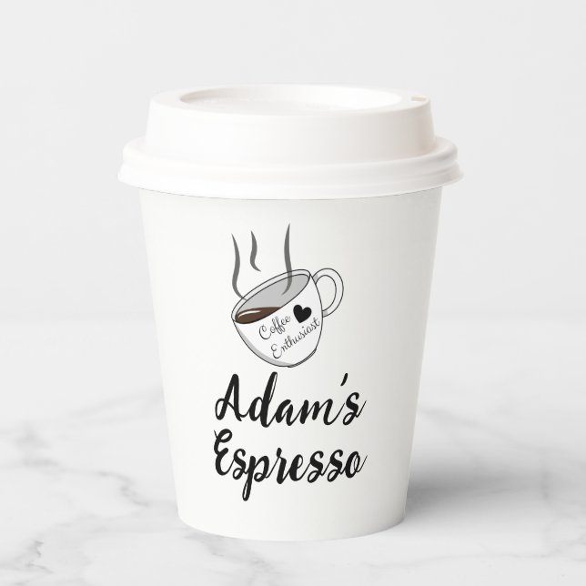 Gobelets En Papier Nom et devis personnalisés, café expresso (Recto)