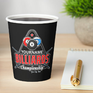 Gobelets En Papier NOM Personnalisé Billard 8 Ball Pool Cue Rack