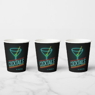 Gobelets En Papier Nom personnalisé COCTAILS