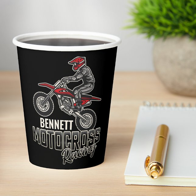 Gobelets En Papier Nom personnalisé Dirt Vélo Rider Motocross Racing (Créateur téléchargé)