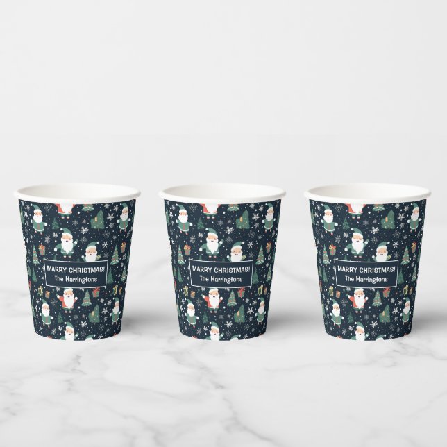 Gobelets En Papier Nom personnalisé Noël Père Noël (Multi)