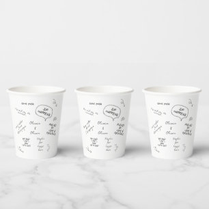 Gobelets En Papier Nom personnalisé, note d'amour drôle écriture manu