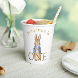 Gobelets En Papier Nom personnalisé Pierre le lapin Premier anniversa