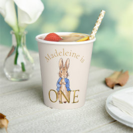 Gobelets En Papier Nom personnalisé Pierre le lapin Premier anniversa