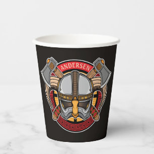 Gobelets En Papier Nordic Viking Warrior AJOUTER NOM Norse Ax Norseme