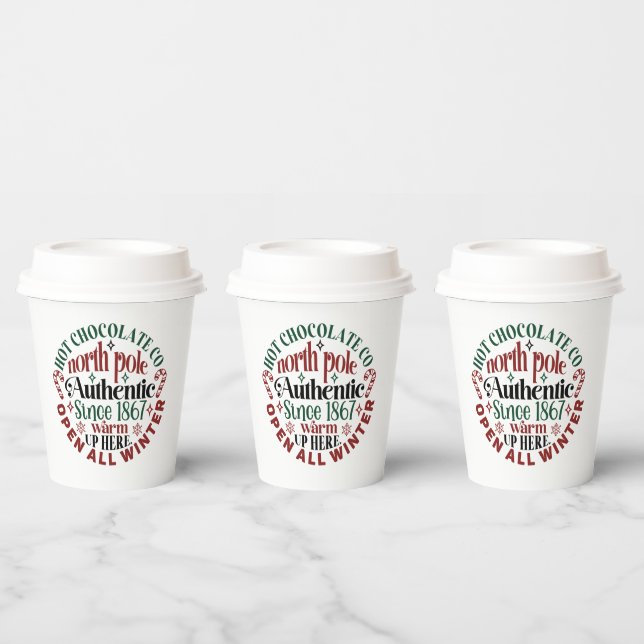 Gobelets En Papier North Pôle chocolat chaud entreprise Noël (Multi)