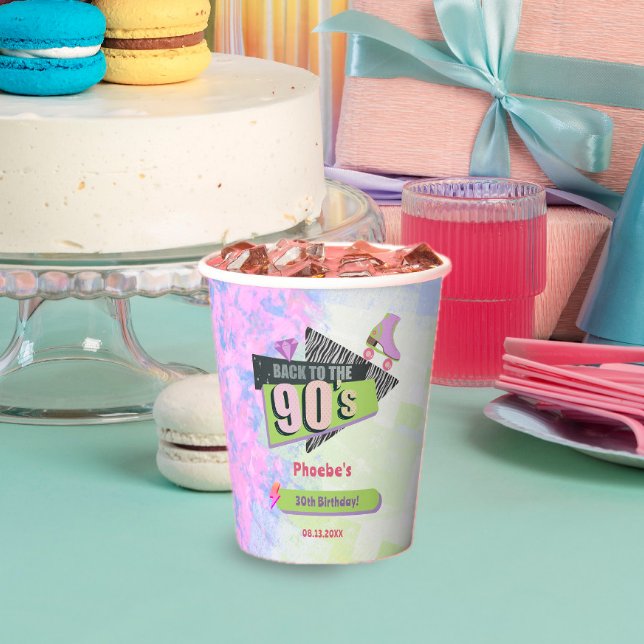Gobelets En Papier Nostalgic Retour à la fête d'anniversaire rétro de (Créateur téléchargé)