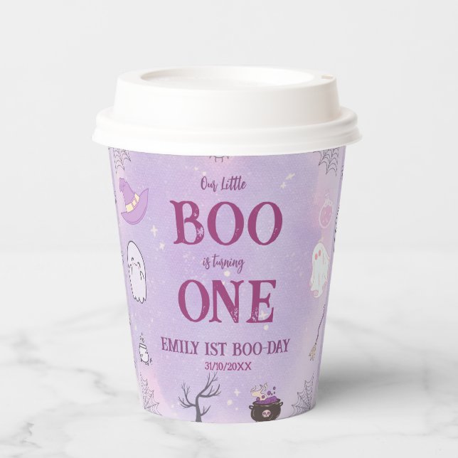 Gobelets En Papier Notre Petit Boo Halloween 1er Anniversaire (Recto)