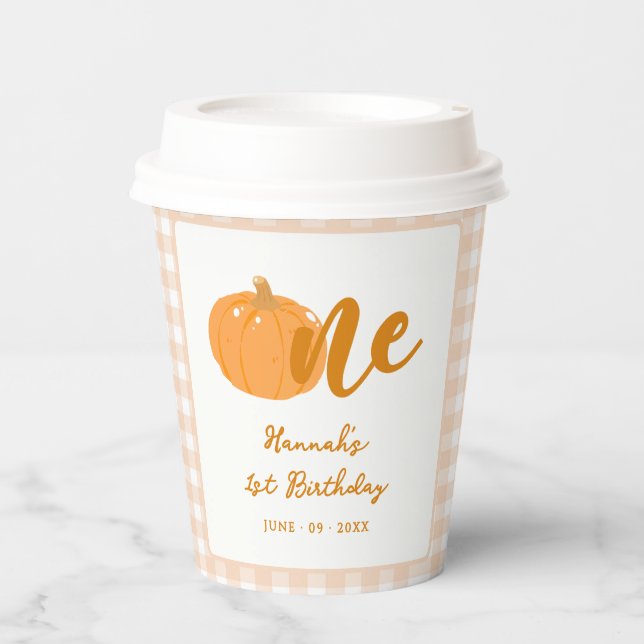Gobelets En Papier Notre petit Citrouille Boho Orange 1er anniversair (Recto)