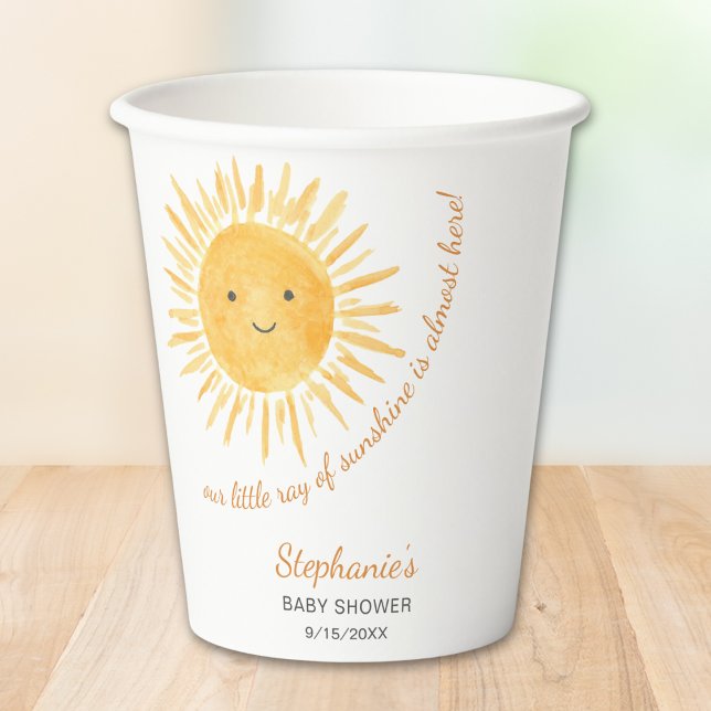 Gobelets En Papier Notre Petit Rayon De Baby shower Soleil (Créateur téléchargé)