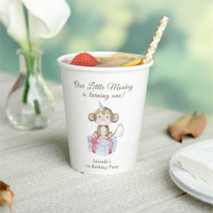 Gobelets En Papier Notre petit singe premier anniversaire 