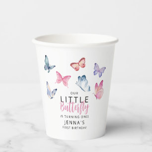 Gobelets En Papier Notre petite fête d'anniversaire papillon