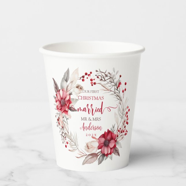 Gobelets En Papier Notre premier mariage de Noël (Recto)