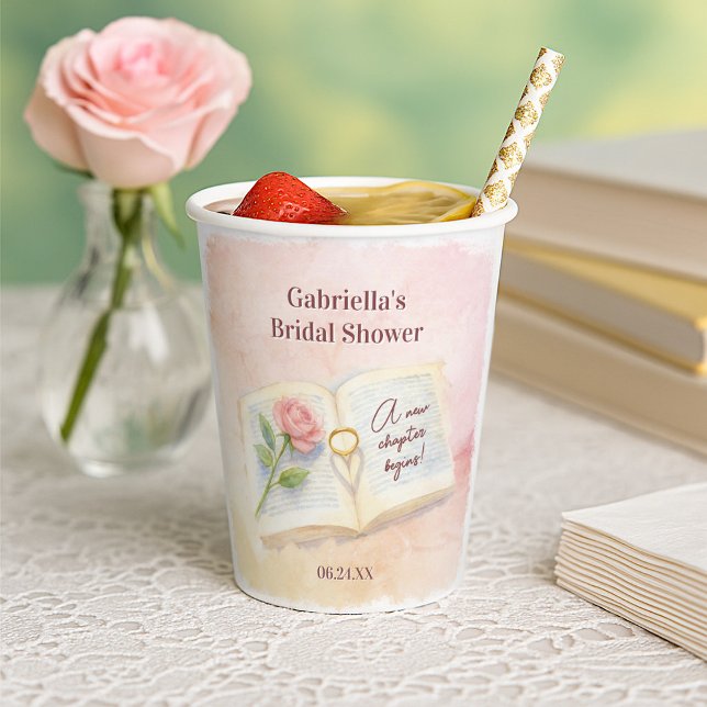 Gobelets En Papier Nouveau chapitre Storybook Rose Fête des mariées (Créateur téléchargé)