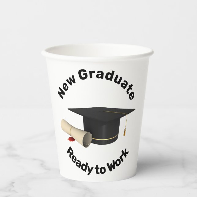 Gobelets En Papier Nouveau diplôme prêt à travailler (Recto)