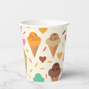 Gobelets En Papier Nouvel anniversaire motif à la crème mite