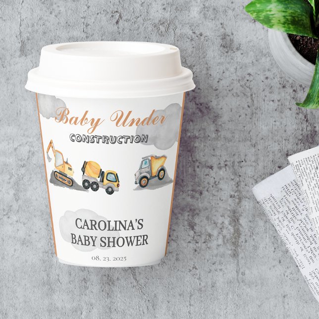 Gobelets En Papier Nuages bébé en construction baby shower (Créateur téléchargé)