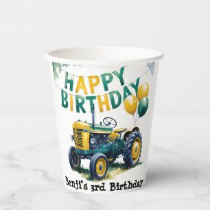 Gobelets En Papier Obtenir dans le tracteur d'engrenage 3e anniversai