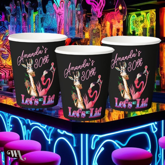 Gobelets En Papier Obtenons Un Cocktail Adulte Lit Anniversaire (Créateur téléchargé)