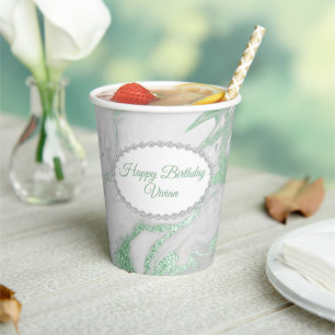 Gobelets En Papier Occasion spéciale personnalisée marbrée verte