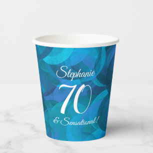 Gobelets En Papier Ocean Blue 70 et fête d'anniversaire sensationnell
