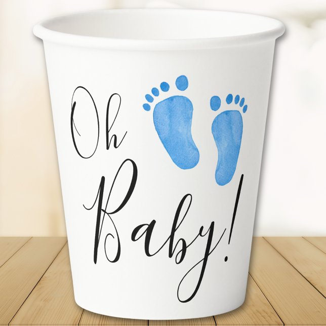 Gobelets En Papier Oh Baby Blue Feet Baby shower (Créateur téléchargé)