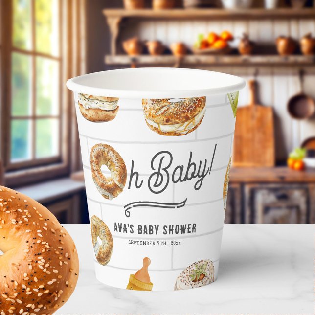 Gobelets En Papier Oh Baby Bottles & Bagels Baby shower Brunch (Créateur téléchargé)