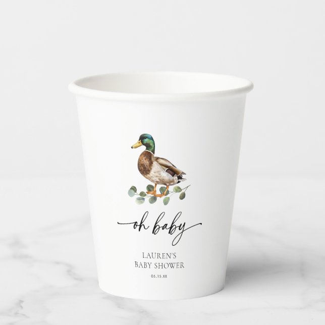 Gobelets En Papier Oh Baby Mallard Baby shower canard (Recto)