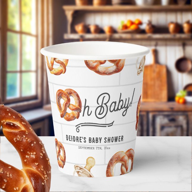 Gobelets En Papier Oh Baby Pretzels & Pacificateurs Baby shower neutr (Créateur téléchargé)