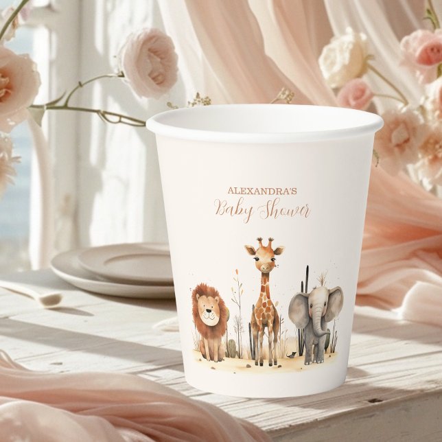 Gobelets En Papier Oh Boy Cute Safari Baby shower de verdure animal (Créateur téléchargé)