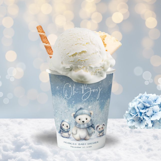 Gobelets En Papier Oh Boy Winter | Baby shower des bois (Créateur téléchargé)