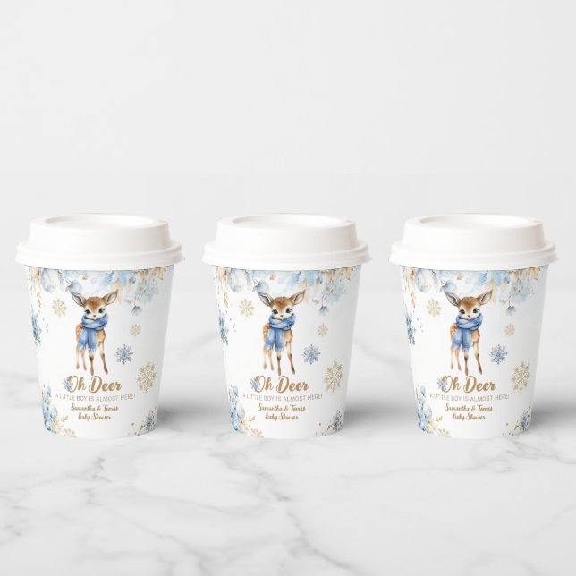 Gobelets En Papier Oh Deer Winter Baby Boy Shoy Bienvenue (Multi)