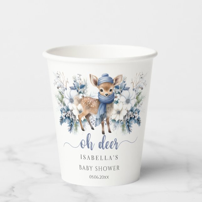 Gobelets En Papier Oh Deer Winter Boy Baby shower (Recto)